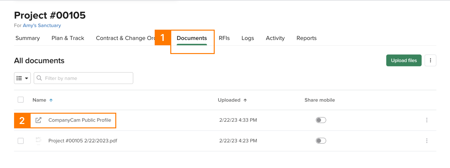 Knowify | Integrations | Screenshot displaying the Knowify documents section