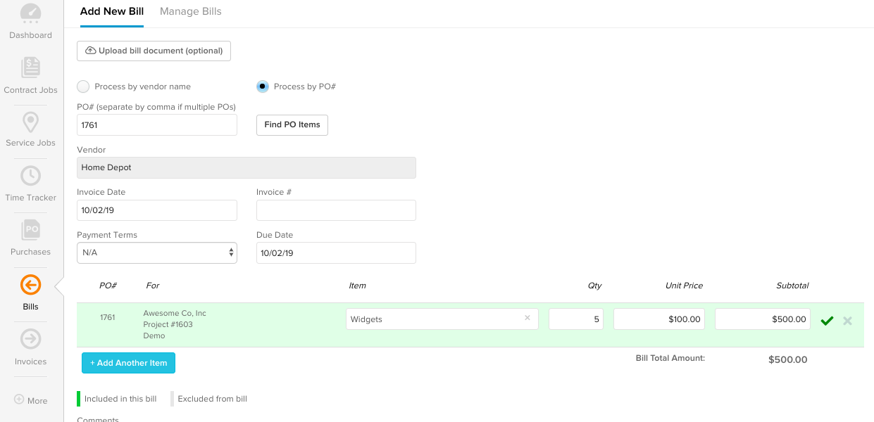 Flexible spending purchase orders – Knowify