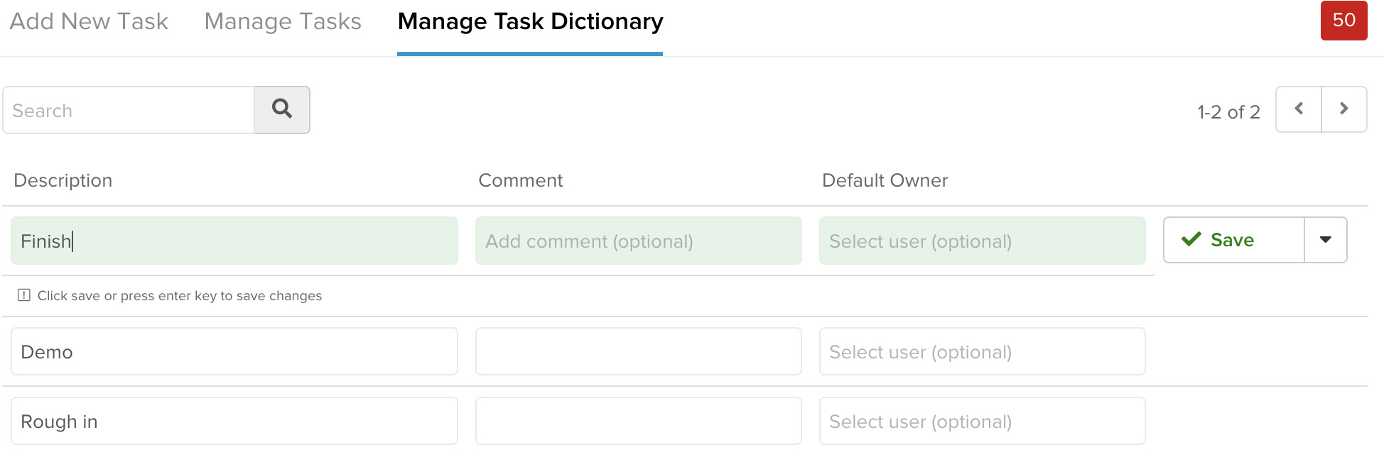 tasks dictionary definition