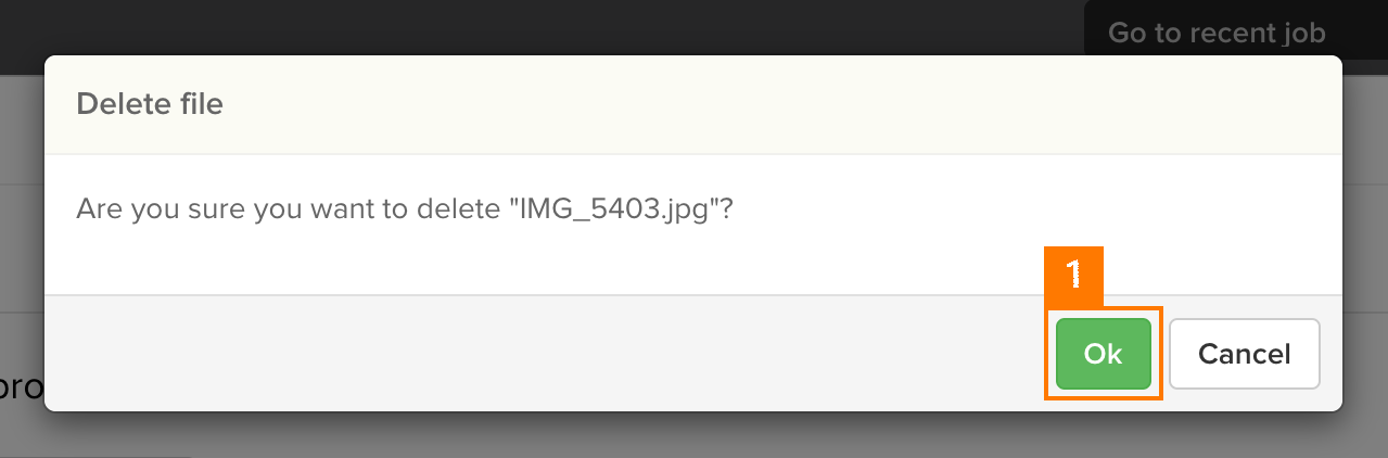 Knowify | Document management | Modal to confirm deleting the file
