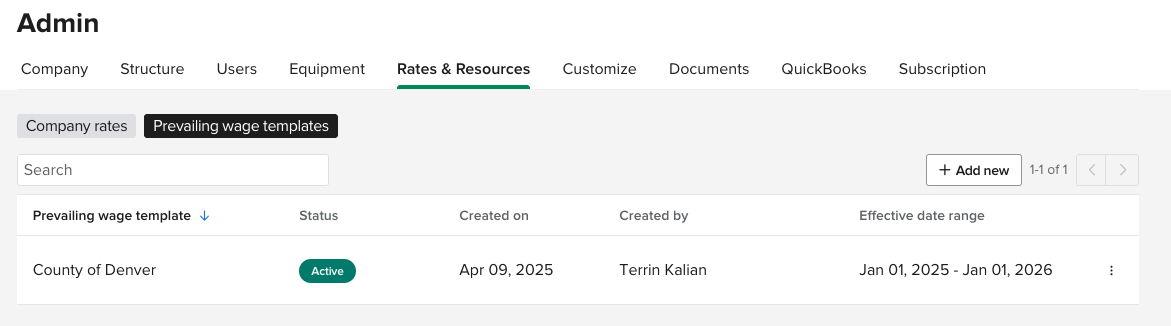 Prevailing Wage Template