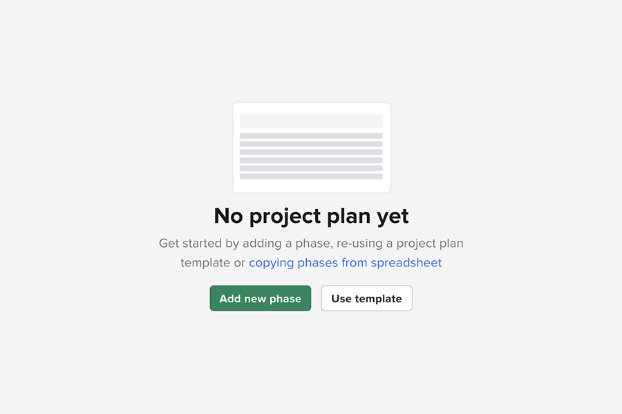 Knowify | Plan & Track | Screenshot displaying the options available to start creating a project plan